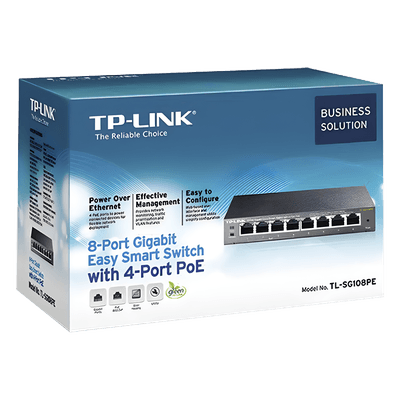 Switch PoE Easy Smart / 8 puertos Gigabit / 4 puertos PoE 802.3af / 55 W total / 11.9 Mpps