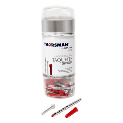 Kit de Fijación para Concreto / Doble Expansión Multidireccional / Carga 60 kg / 30 Taquetes 1/4" / Rango Térmico -50°C a +80°C
