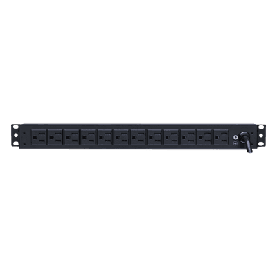PDU Básico Rack / 12 Tomas NEMA 5-15R Traseras / 15 Amp / 120 Vca / 1UR / Cable 4.5 m (14.8 ft)