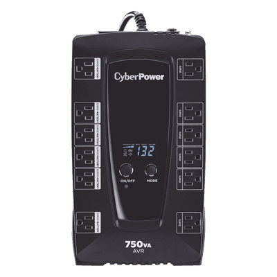 UPS Línea Interactiva / 750 VA / 450 W / 12 Tomas NEMA 5-15R / 6 con Respaldo de Batería / AVR Integrado / Pantalla LCD