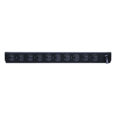 PDU Básico Rack / 10 Salidas NEMA 5-15R / 15 Amp / 120 Vca / 1U / Cable 4.5 m (14.8 ft)