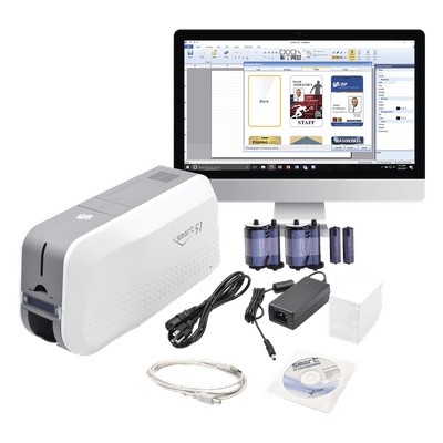 Kit de Impresora de Tarjetas PVC / Una Cara / 300 dpi / USB / 100-200 Tarjetas / Windows, Mac, Linux