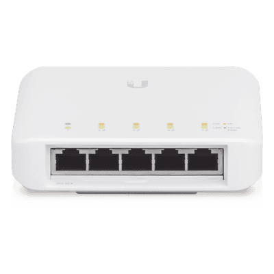 Switch PoE semi-exterior / 5 puertos Gigabit / 1 entrada 802.3bt + 4 salidas 802.3af / IP55 / 46W / Montaje pared o poste