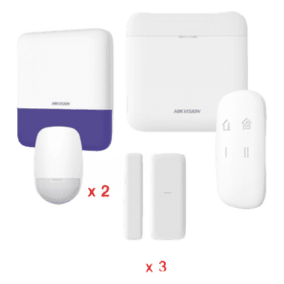 Kit de Alarma Inalámbrica / 48 Zonas / 2 PIR 15 m (49.2 ft) / Sirena Exterior 110 dB / Batería de Respaldo 12 h / Wi-Fi / AES-128