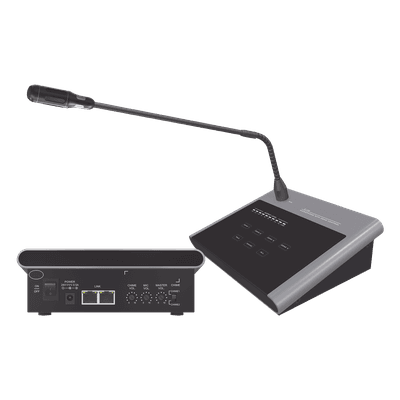 Micrófono Remoto de Voceo / 4 Zonas / Pantalla Táctil / Medidor 10 Segmentos / Conexión RJ45 CAT5