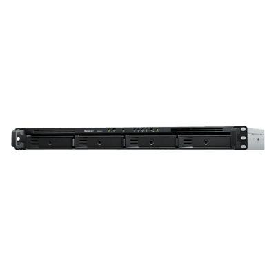 NAS Rack 1U / 4 Bahías SATA / Expansible a 8 Bahías / AMD Ryzen V1500B Quad-Core 2.2 GHz / DDR4 ECC 32 GB / 4x 1GbE / PCIe 3.0 / SSD NVMe / 2,100/1,000 Mbps Lectura/Escritura
