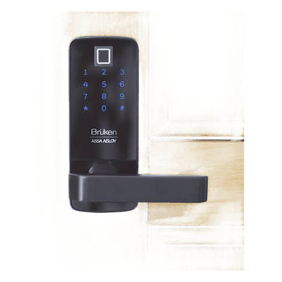 Cerradura Electrónica con Manija / Biométrico / Tarjeta / Contraseña / 99 Usuarios / 6 V DC / Madera