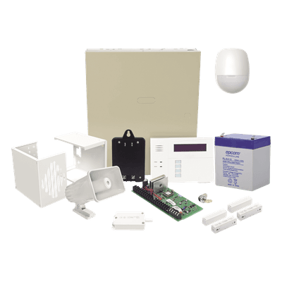 Kit de Panel de Alarma Cableado / 48 Zonas / Teclado con Receptor Inalámbrico / 3 Particiones / Sirena 30 W / Batería 4 Ah