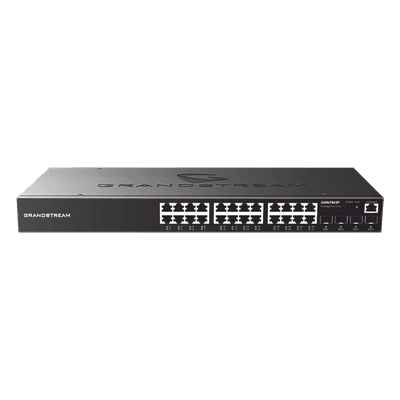 Switch PoE+ Administrable / 24 Puertos Gigabit / 4 SFP Uplink / 360W PoE Total / 56 Gbps Switching / Cloud Gratuito / Rack 19"