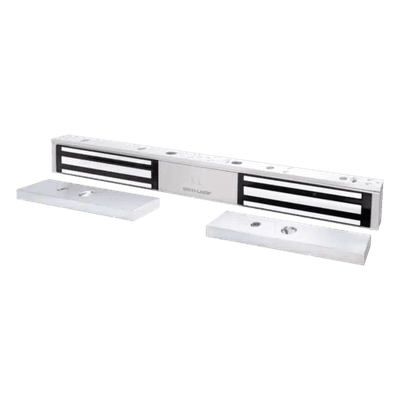 Chapa Magnética Doble / 600 lb (272 kg) por Puerta / 12/24 VDC Seleccionable / LED Bicolor / UL / Libre de Magnetismo Residual