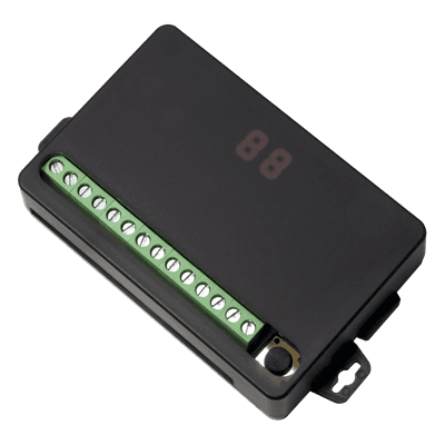 Receptor RF de 4 Canales / Alcance 80 m (262 ft) / Pulso Temporizado 0.5-99 s o 1-99 min / 315 MHz / 12-24 VDC