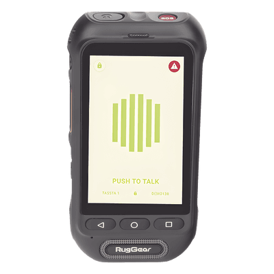Radio PoC / Botón PTT Dedicado / Android 10 Go / Altavoz 105 dB / Micrófono Dual con Cancelación de Ruido / Batería 3000 mAh / SIM 1GB Incluida / Servicio 12 Meses