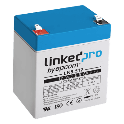 Batería de Respaldo AGM / 12 V / 5.5 Ah / Vida Útil 5 Años / Terminales F1 + Adaptador F2 / UL Certificada