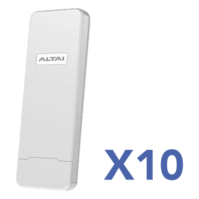 Kit Punto de Acceso Wi-Fi / 10 Unidades / 300 Mbps / Cobertura 800 m (2624.7 ft) / 128 Clientes Concurrentes / IP55 / MIMO 2x2