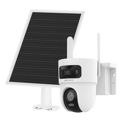 Cámara Solar IP Dual / 4 Megapixel / Doble Lente PT 4 mm + Fijo 2.8 mm / AOV 24/7 / 4G LTE / Dual Light 30 m (98.4 ft) / IP66