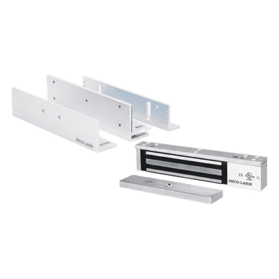 Kit de Control de Acceso / Chapa Magnética 600 lbs (272 kg) / Montaje Z y L / Voltaje Seleccionable 12/24 VDC / Protección contra Sobretensiones / Certificación UL / Uso Interior