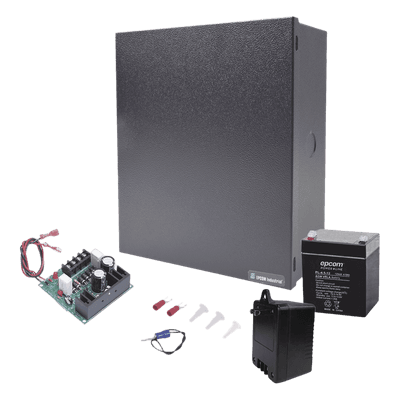 Fuente de Poder para Control de Acceso / 12 Vcc / 1A / Supresión de Voltaje 110-130 Vca / Batería de Respaldo 4 Ah / Uso en Interiores