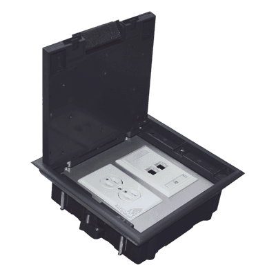 Caja de Piso / 2 Módulos Universales / ABS y Acero Galvanizado / 1.957 kg / EIA/TIA-569-A