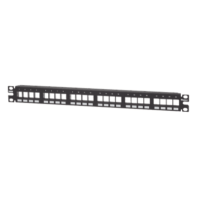 Panel de Parcheo Modular / 24 Puertos / 1UR / 19" / Acero Inoxidable / Numerado / Sin Conectores