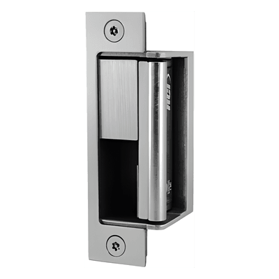 Contrachapa Eléctrica Universal / Acero Inoxidable 32D Cepillado / 1,500 lb (680 kg) Fuerza de Sujeción / 12-24 VCC-VCA Seleccionable / Fail Secure / Ajuste Horizontal 3 mm (1/8 in) / 0.19 A a 24 VCC