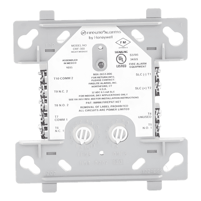 Módulo de Relevador Direccionable / 2 Salidas Form C / Alimentación por Lazo SLC 2 Hilos / 24 VCC / Certificaciones UL y FM