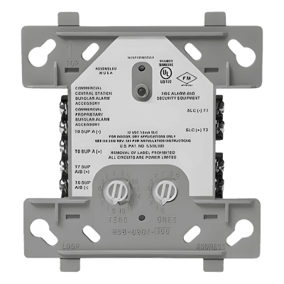 Módulo Monitor Direccionable Dual / 2 Circuitos IDC Clase B / Alimentado por Lazo SLC / 15 a 32 VCC / Caja 4 Pulgadas