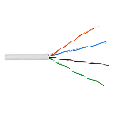 Bobina de Cable UTP Cat6 / 305 m (1000 pies) / Cobre Sólido 23 AWG / Riser CMR / Blanco / 400 MHz / UL, RoHS